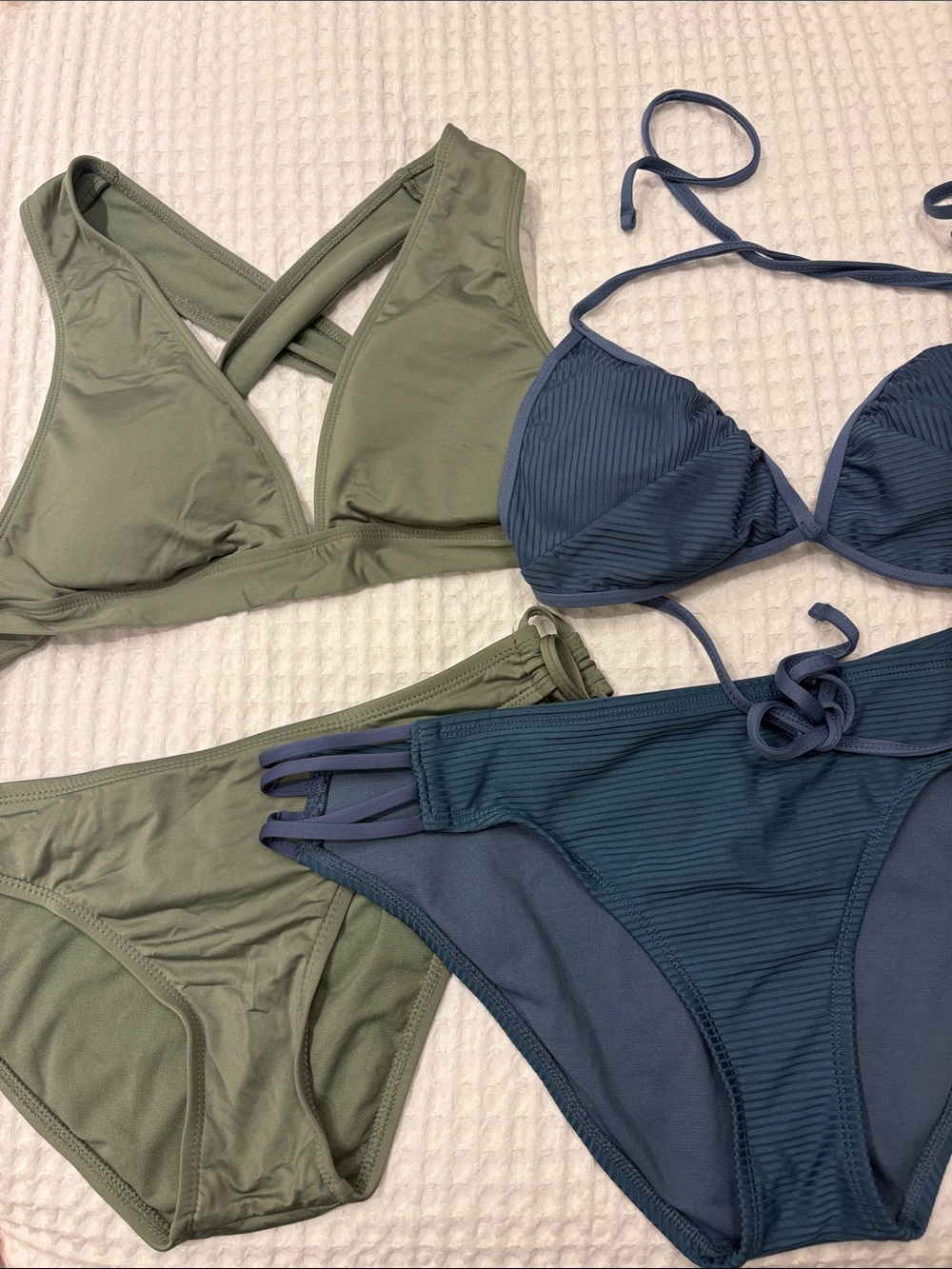 Massimo Olive & Navy Ribbed Bikini Set